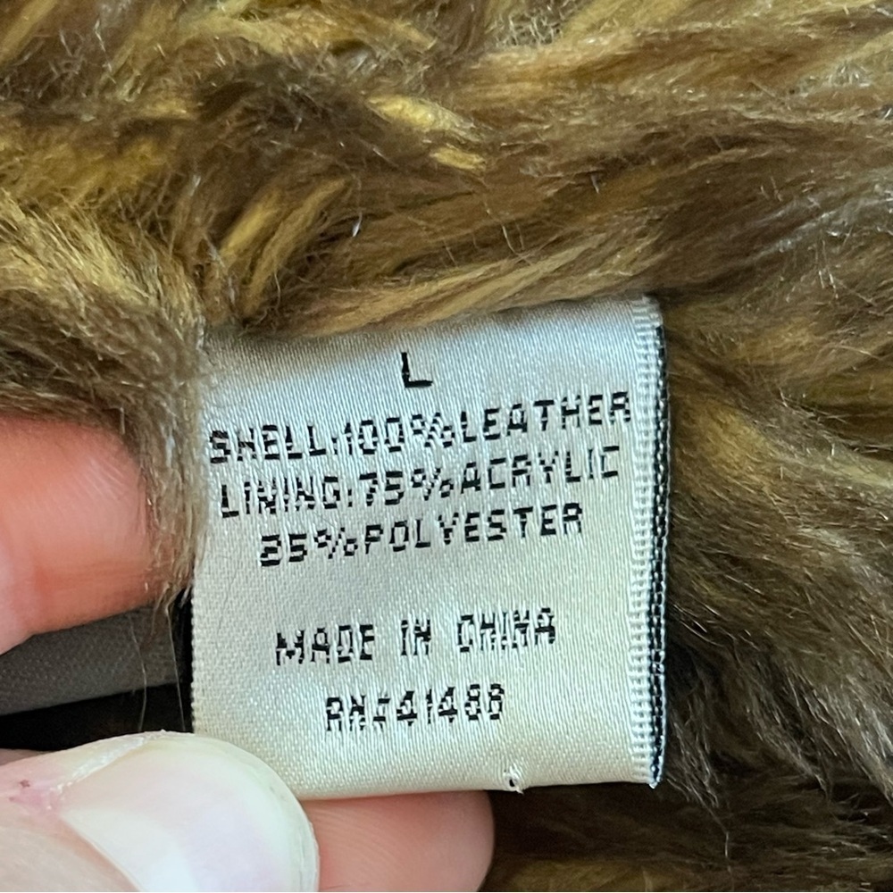 Vintage Western Cowgirl Leather Faux Fur Front Tie Brown Vest L - Picture 7 of 8